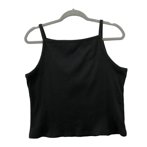 Old Navy Ribbed Tank Top Womens XL Black Square Neck Cropped - Picture 2 of 6